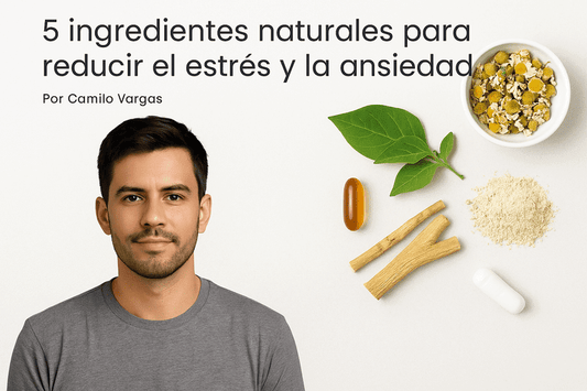 Hombre mexicano joven sentado en un sofá con luz cálida, sosteniendo una taza de té natural con expresión relajada